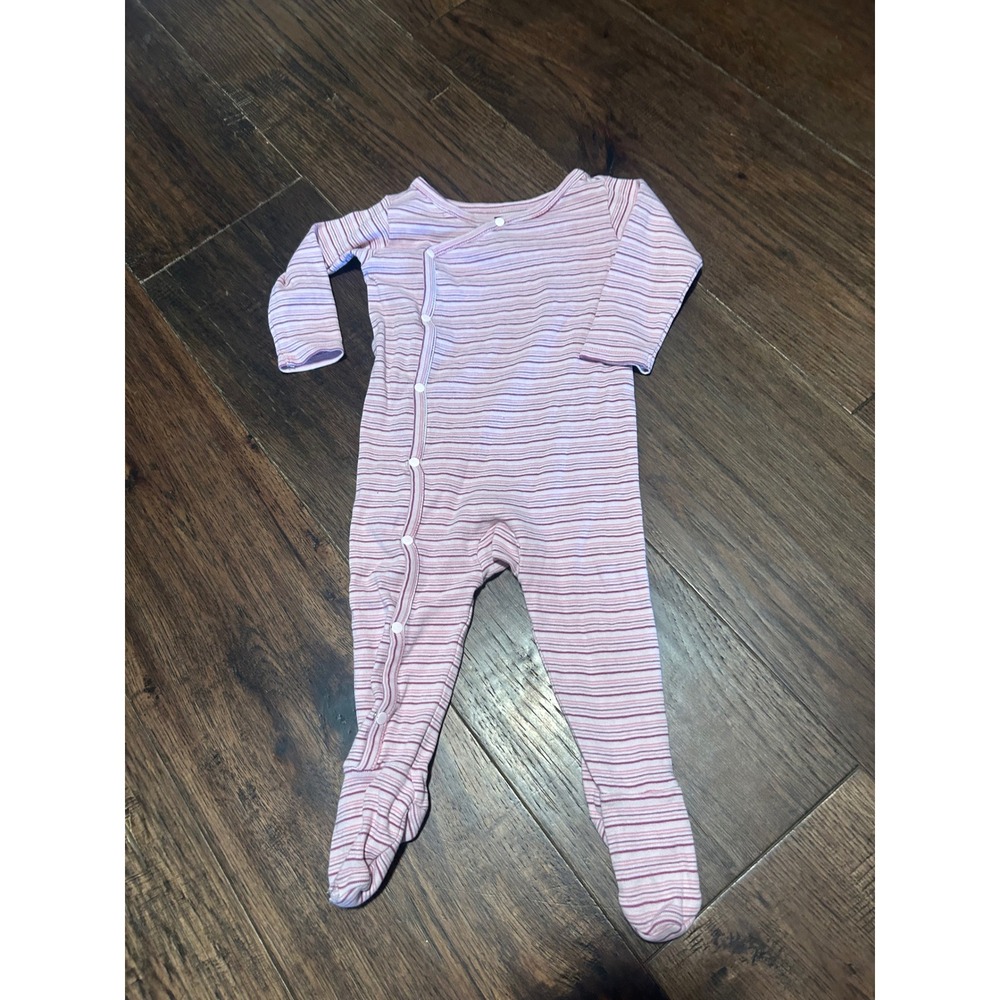 Tea Collection Baby Girls Pink Purple Striped Side Snap Footie Romper 3-6 Months